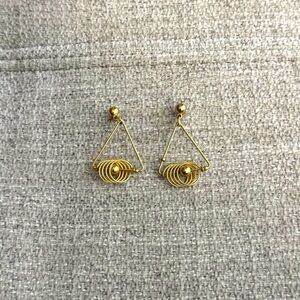 Gold Tone Triangle Funky Earrings
